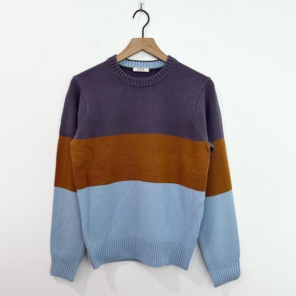 AYR The Yachty Moma Luxury Wool Sweater Purple Orange Blue Striped size Small - Picture 1 of 7